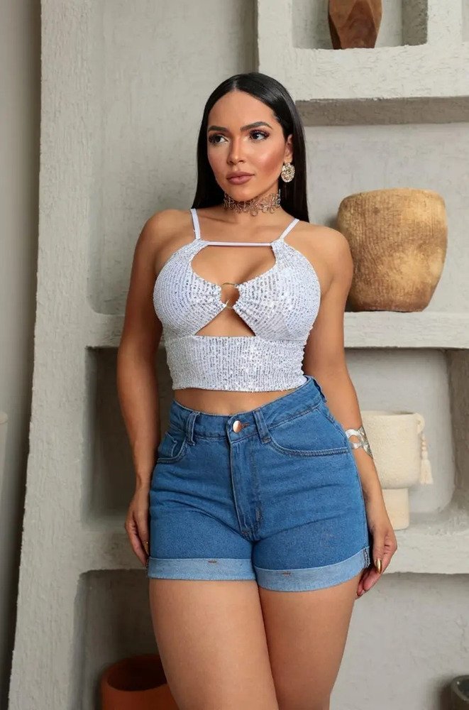 Kit 2 Shorts Jeans Moçabonitta Feminino Adulto Algodão. - Imagem 7