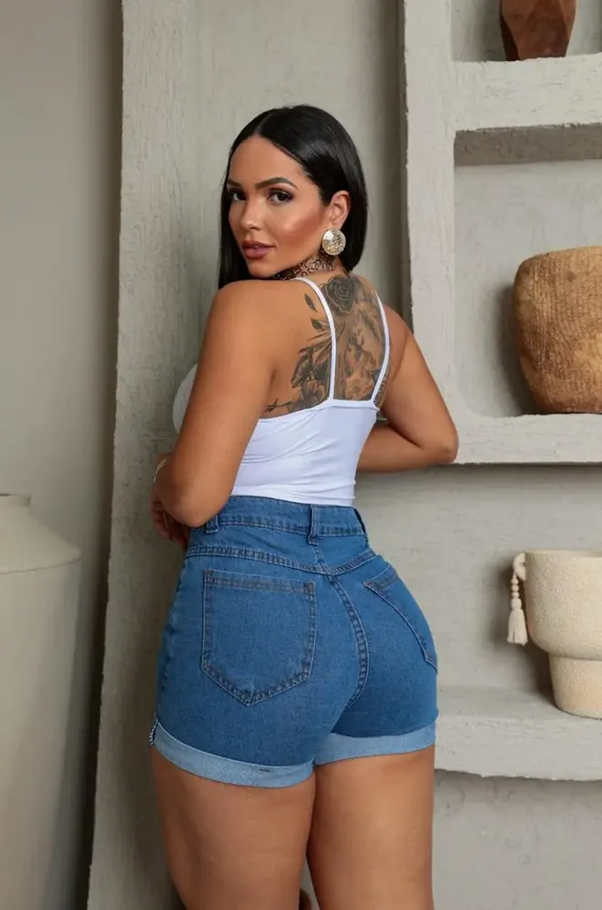 Kit 2 Shorts Jeans Moçabonitta Feminino Adulto Algodão. - Imagem 5