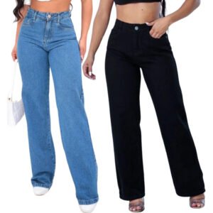 Kit 2 Calças Jeans Wide Leg Pantalona Premium Lançamento