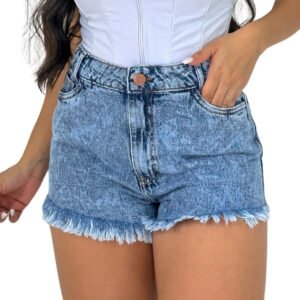 Shorts Jeans Feminino Cintura Alta Moçabonitta
